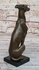 Greyhound Whippet Bronze Metal Modern Art Sculpture Marble Base