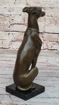 Greyhound Whippet Bronze Metal Modern Art Sculpture Marble Base