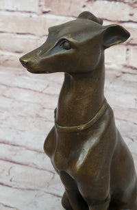 Greyhound Whippet Bronze Metal Modern Art Sculpture Marble Base