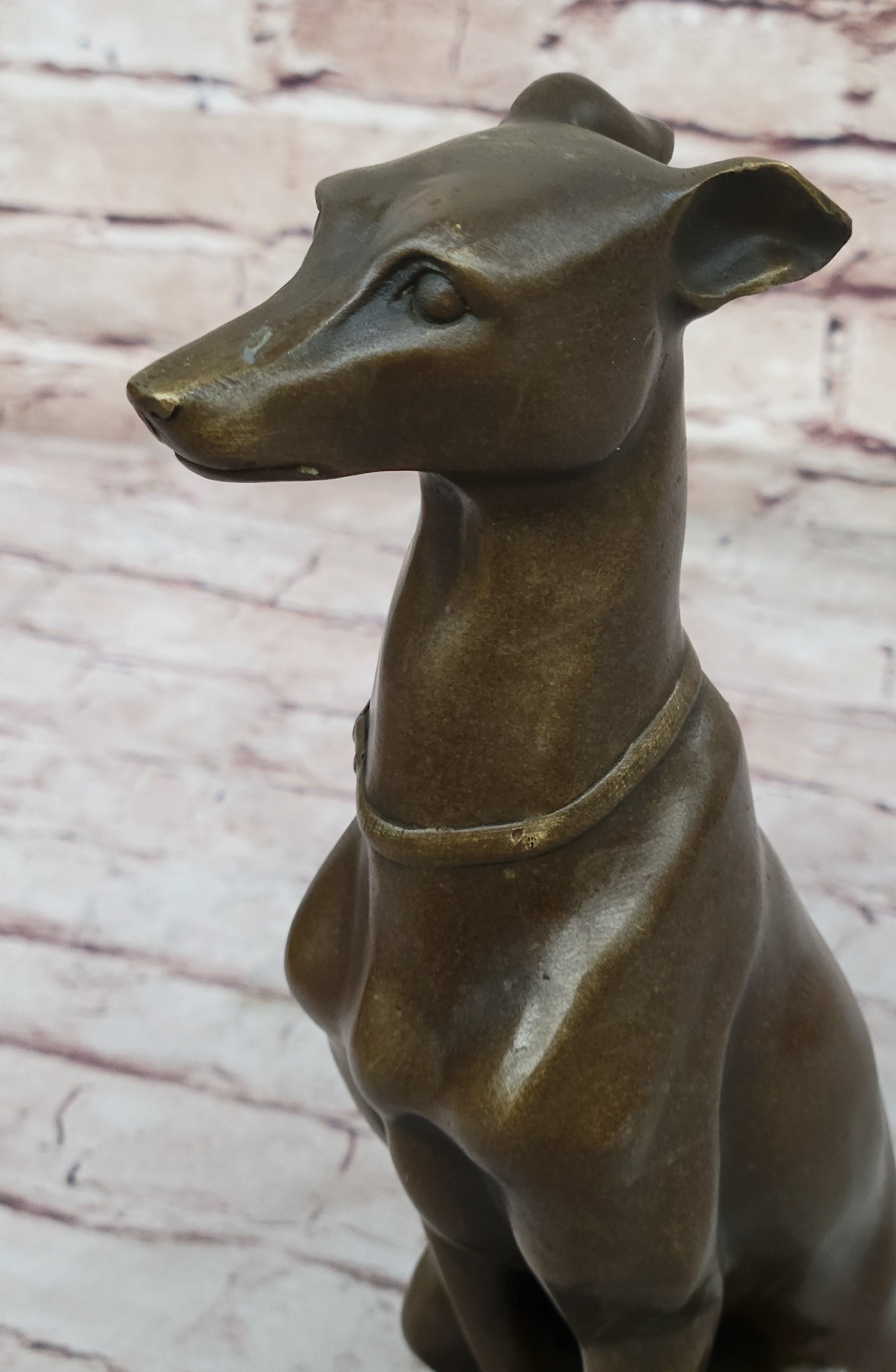 Greyhound Whippet Bronze Metal Modern Art Sculpture Marble Base
