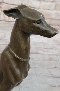 Greyhound Whippet Bronze Metal Modern Art Sculpture Marble Base