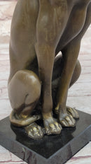 Greyhound Whippet Bronze Metal Modern Art Sculpture Marble Base