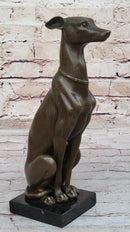 Greyhound Whippet Bronze Metal Modern Art Sculpture Marble Base