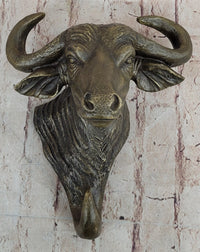 Bull Steer Buffalo Cow Cattle Bronze Wall Mounted Head Signed Art