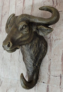 Bull Steer Buffalo Cow Cattle Bronze Wall Mounted Head Signed Art