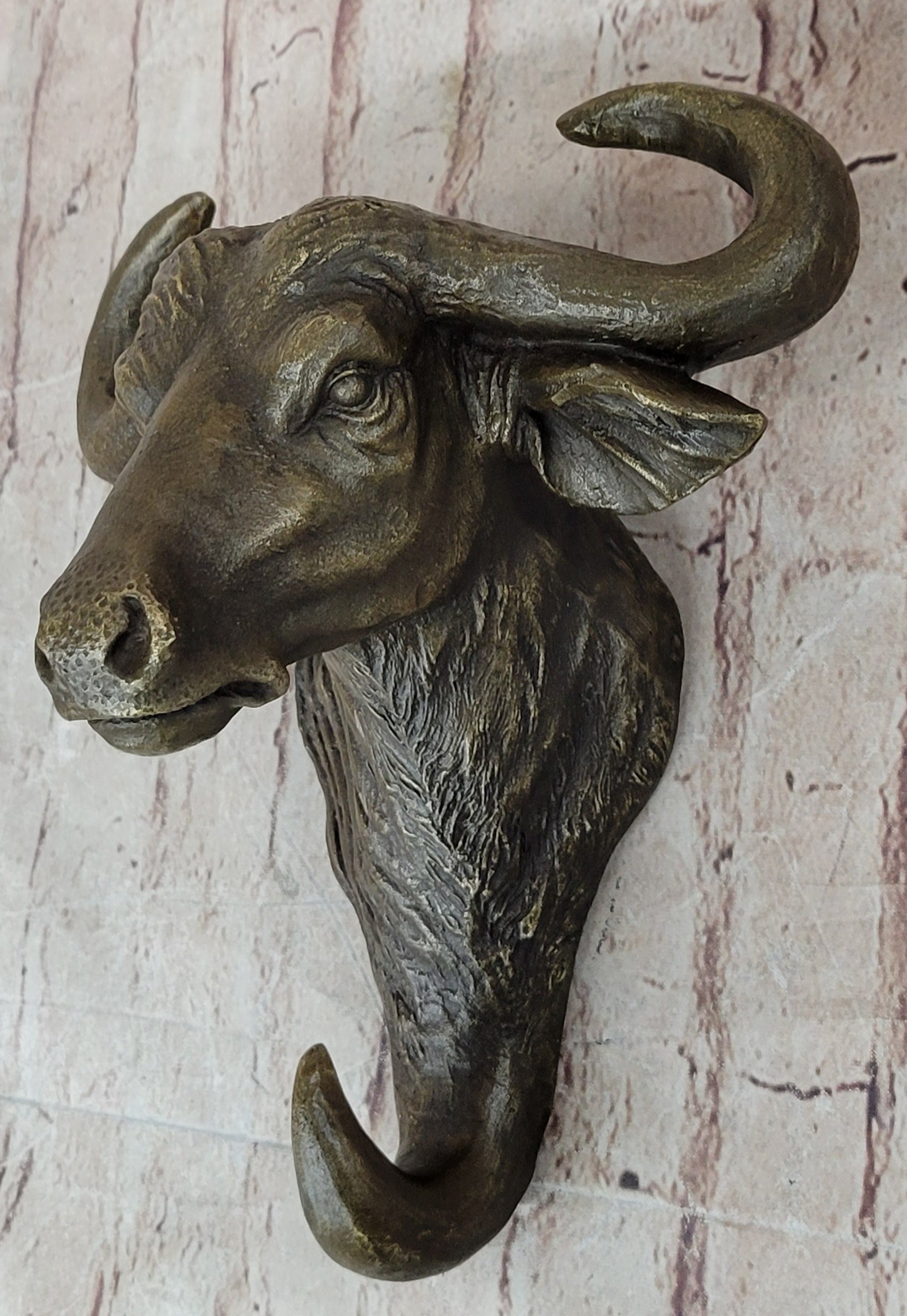 Bull Steer Buffalo Cow Cattle Bronze Wall Mounted Head Signed Art
