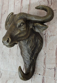 Bull Steer Buffalo Cow Cattle Bronze Wall Mounted Head Signed Art