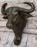 Bull Steer Buffalo Cow Cattle Bronze Wall Mounted Head Signed Art