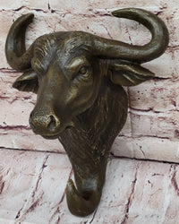 Bull Steer Buffalo Cow Cattle Bronze Wall Mounted Head Signed Art