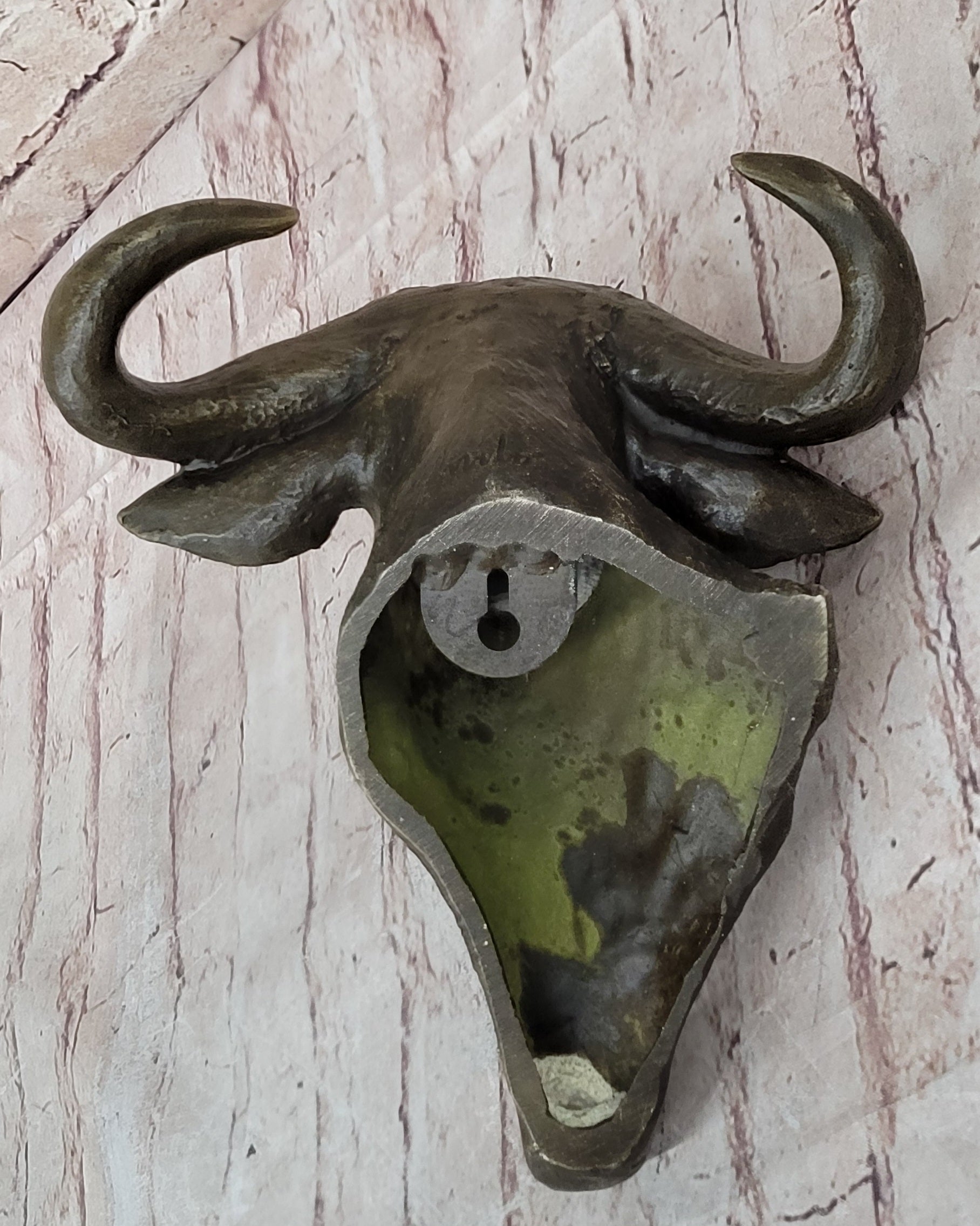 Bull Steer Buffalo Cow Cattle Bronze Wall Mounted Head Signed Art