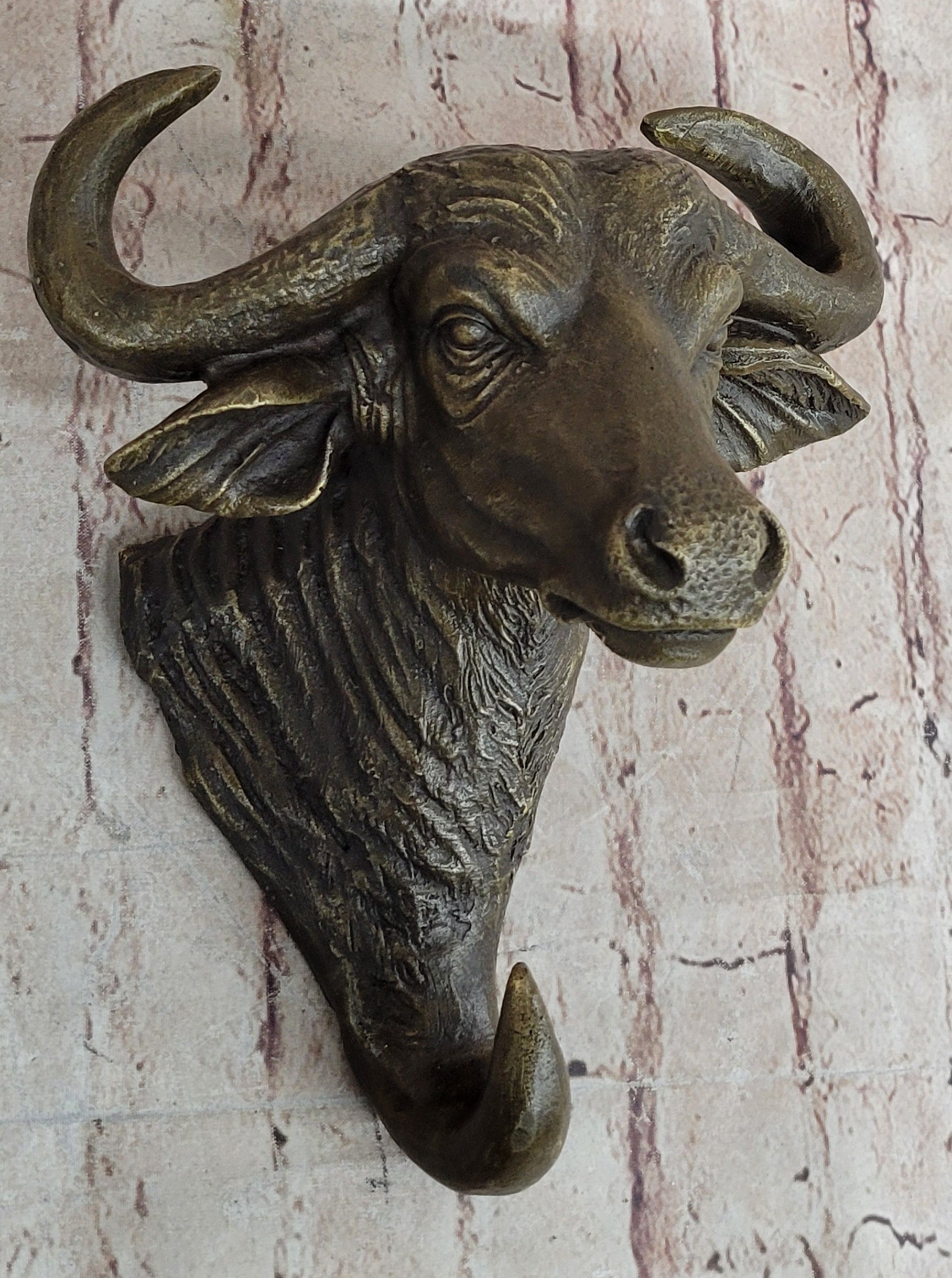 Bull Steer Buffalo Cow Cattle Bronze Wall Mounted Head Signed Art