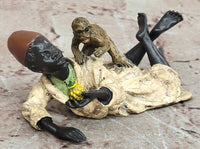 Vienna Bronze Sculpture by Bergman: Arab Man with Monkey