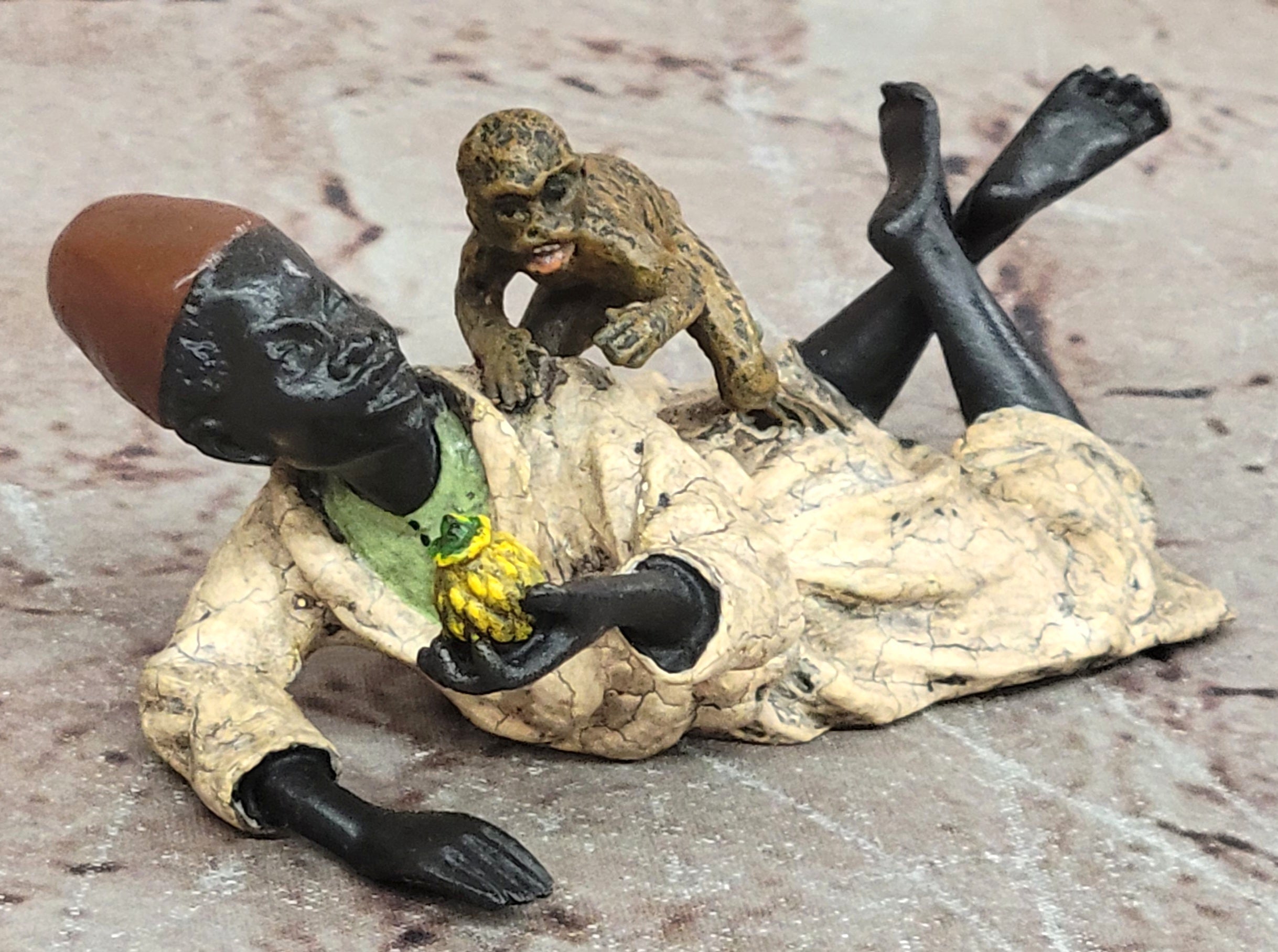 Vienna Bronze Sculpture by Bergman: Arab Man with Monkey