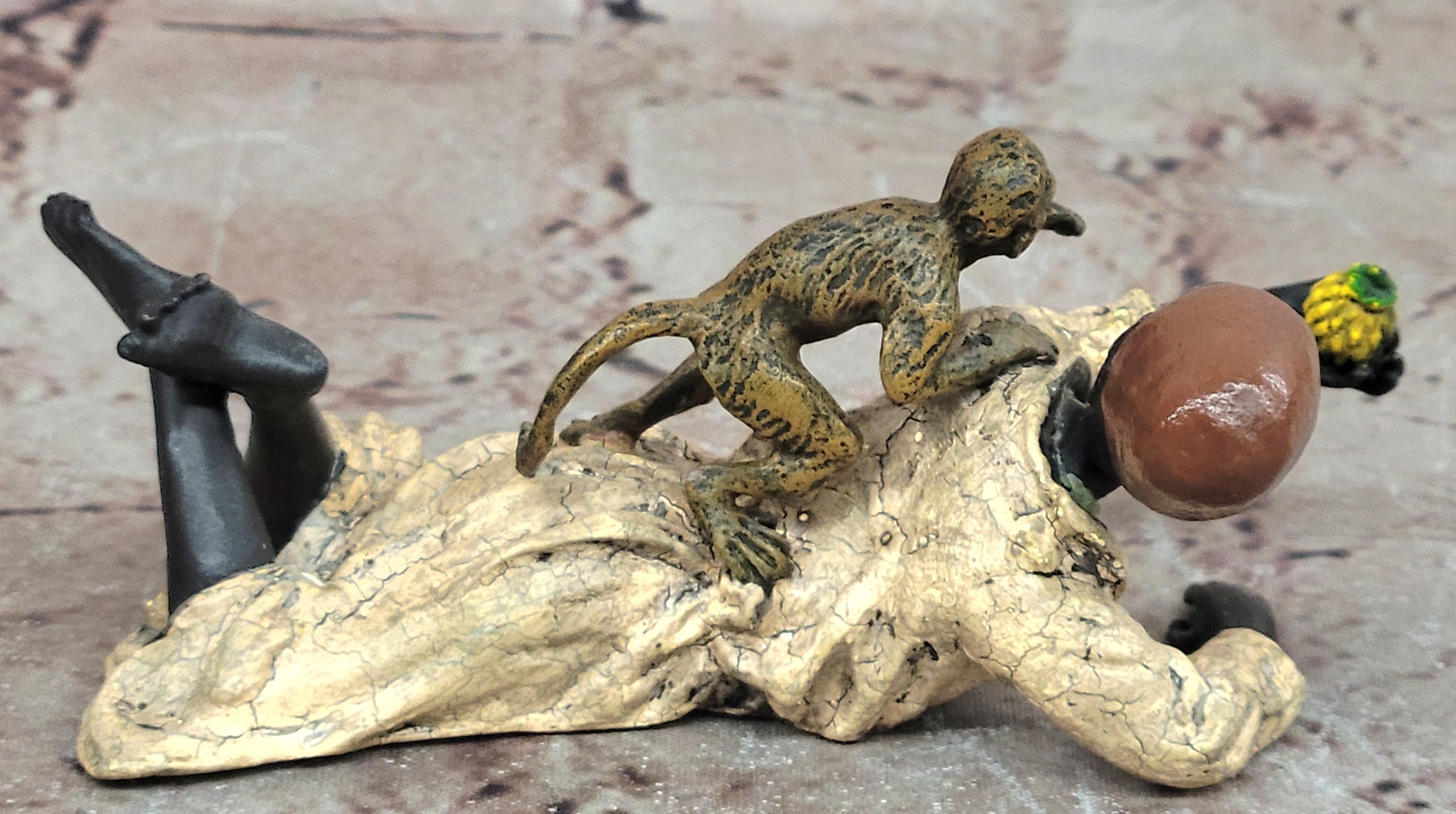 Vienna Bronze Sculpture by Bergman: Arab Man with Monkey