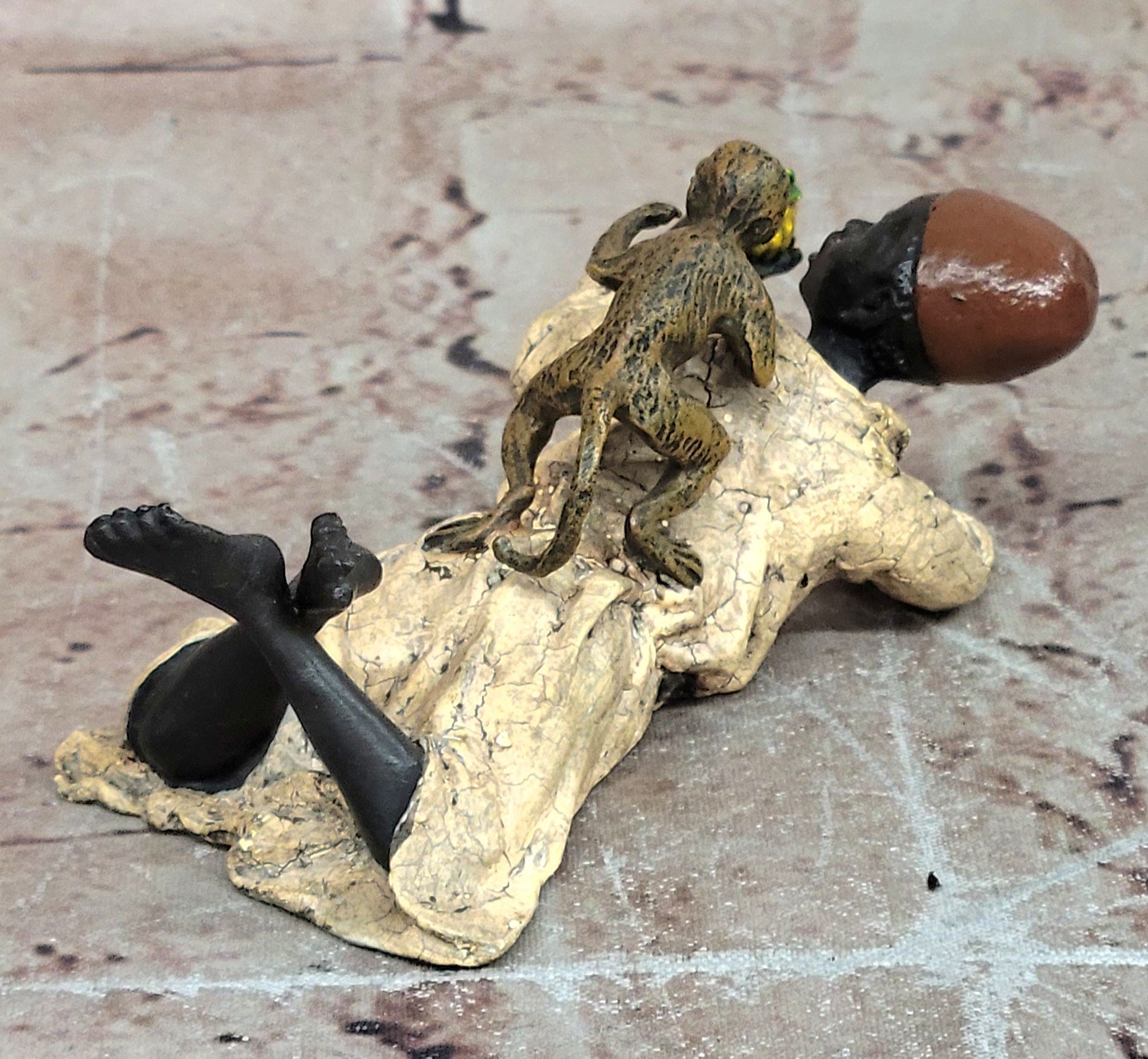 Vienna Bronze Sculpture by Bergman: Arab Man with Monkey