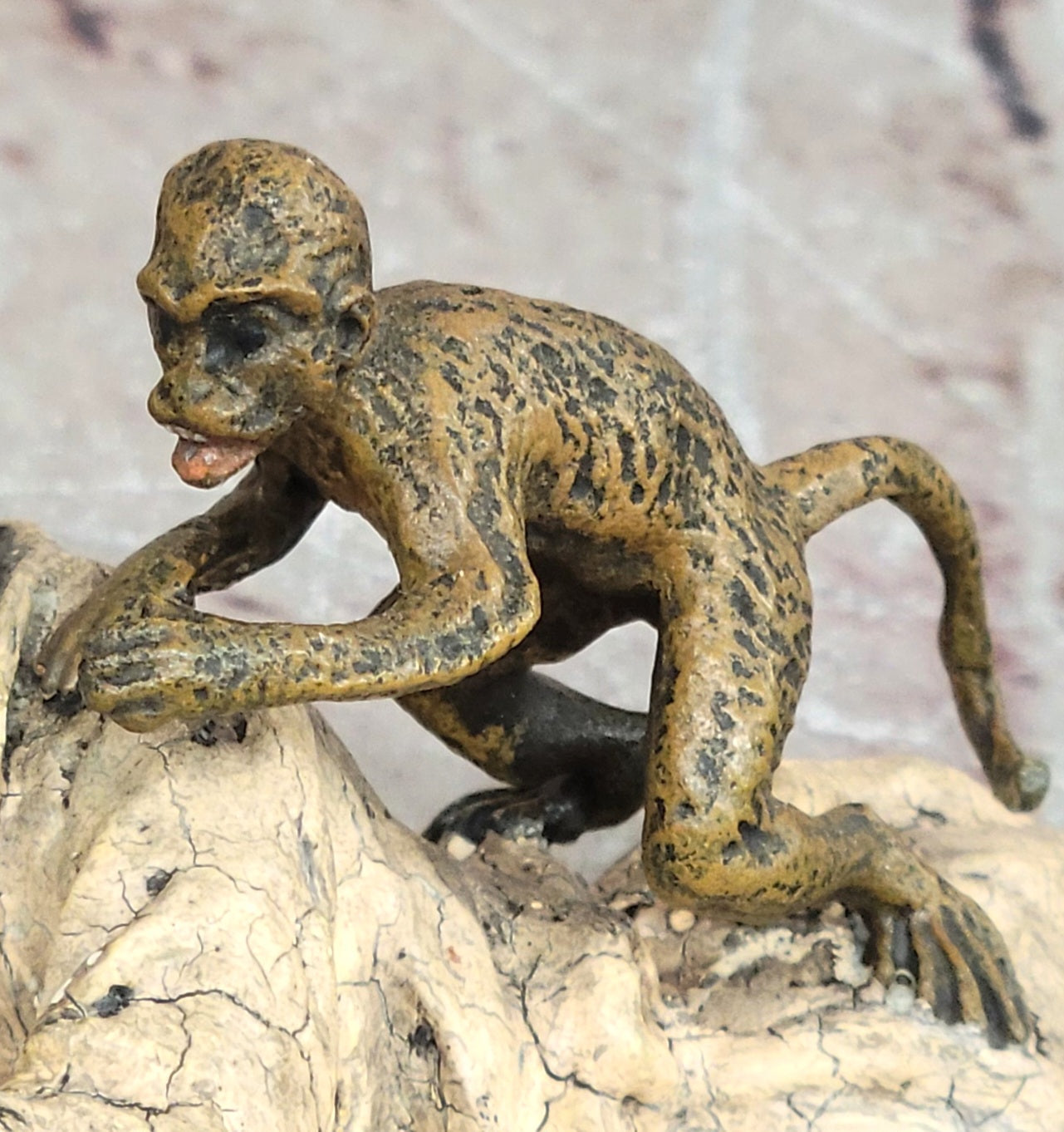 Vienna Bronze Sculpture by Bergman: Arab Man with Monkey