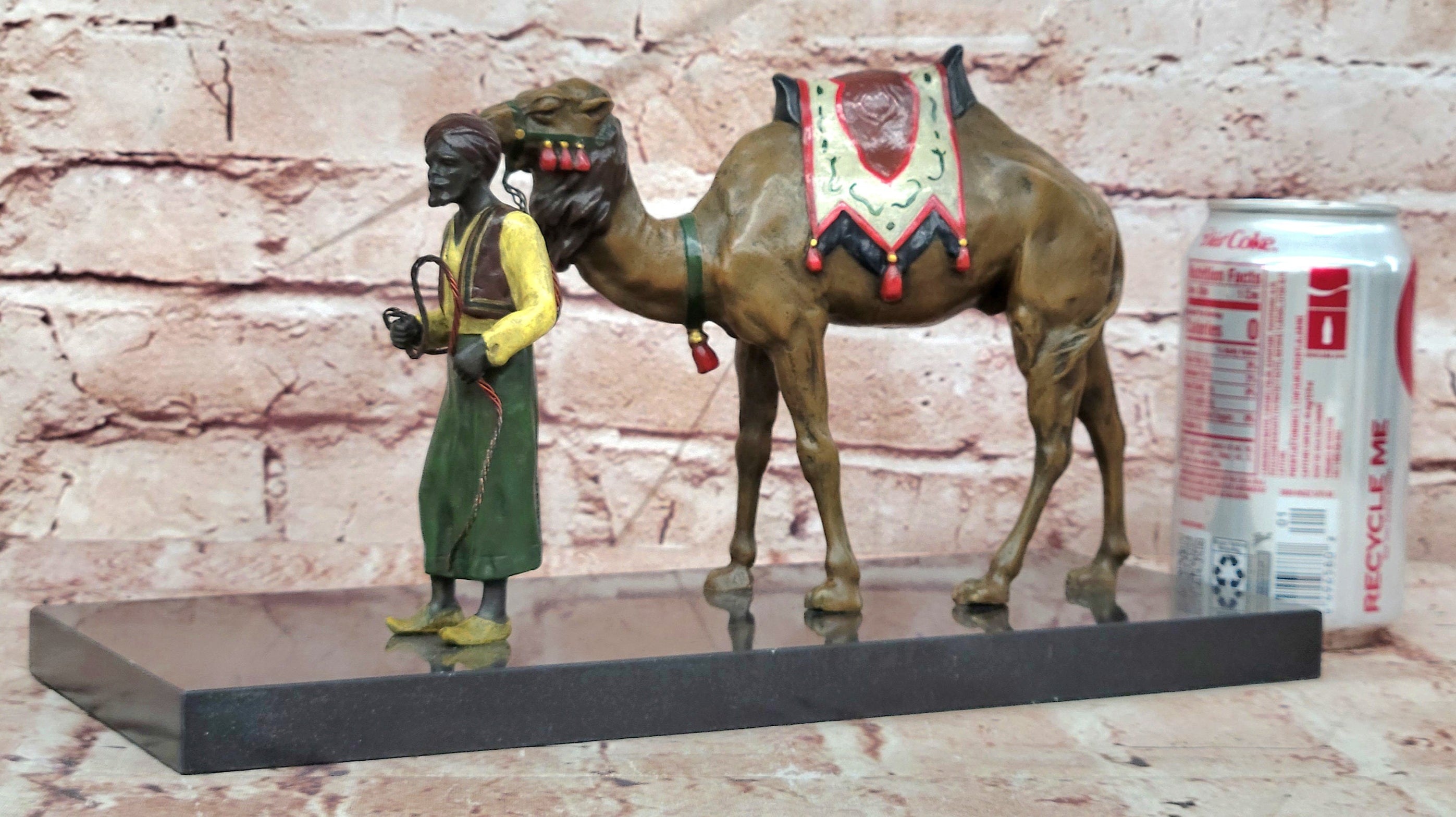 Hand Mand Franz Bergman Cold Paint Vienna Bronze Sculpture Arav Man W/ Camel