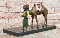 Hand Mand Franz Bergman Cold Paint Vienna Bronze Sculpture Arav Man W/ Camel
