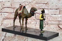 Hand Mand Franz Bergman Cold Paint Vienna Bronze Sculpture Arav Man W/ Camel