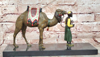 Hand Mand Franz Bergman Cold Paint Vienna Bronze Sculpture Arav Man W/ Camel