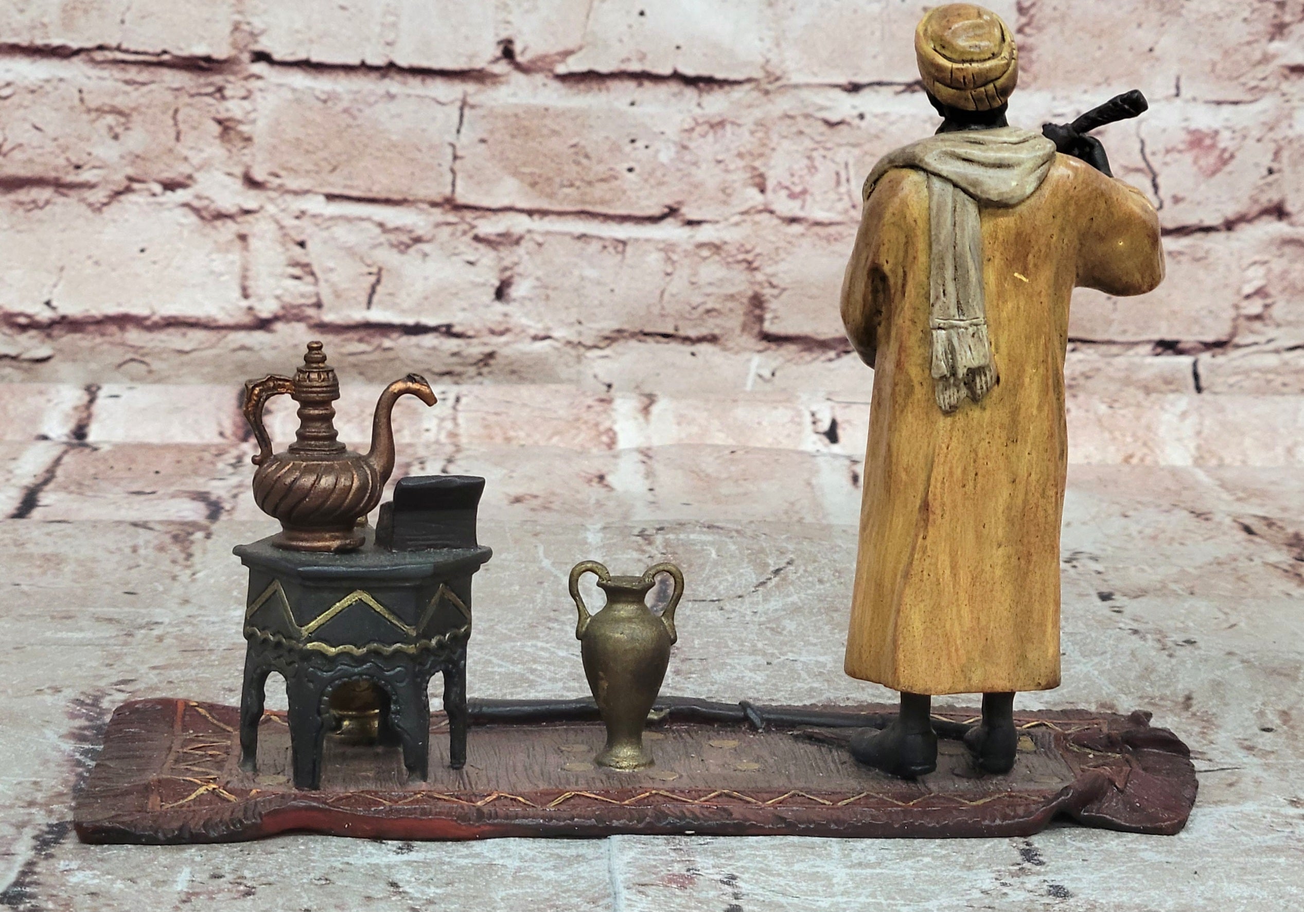 Signed Bergman Orientalist Sculpture of Rug Merchants Bronze Sculpture Statue