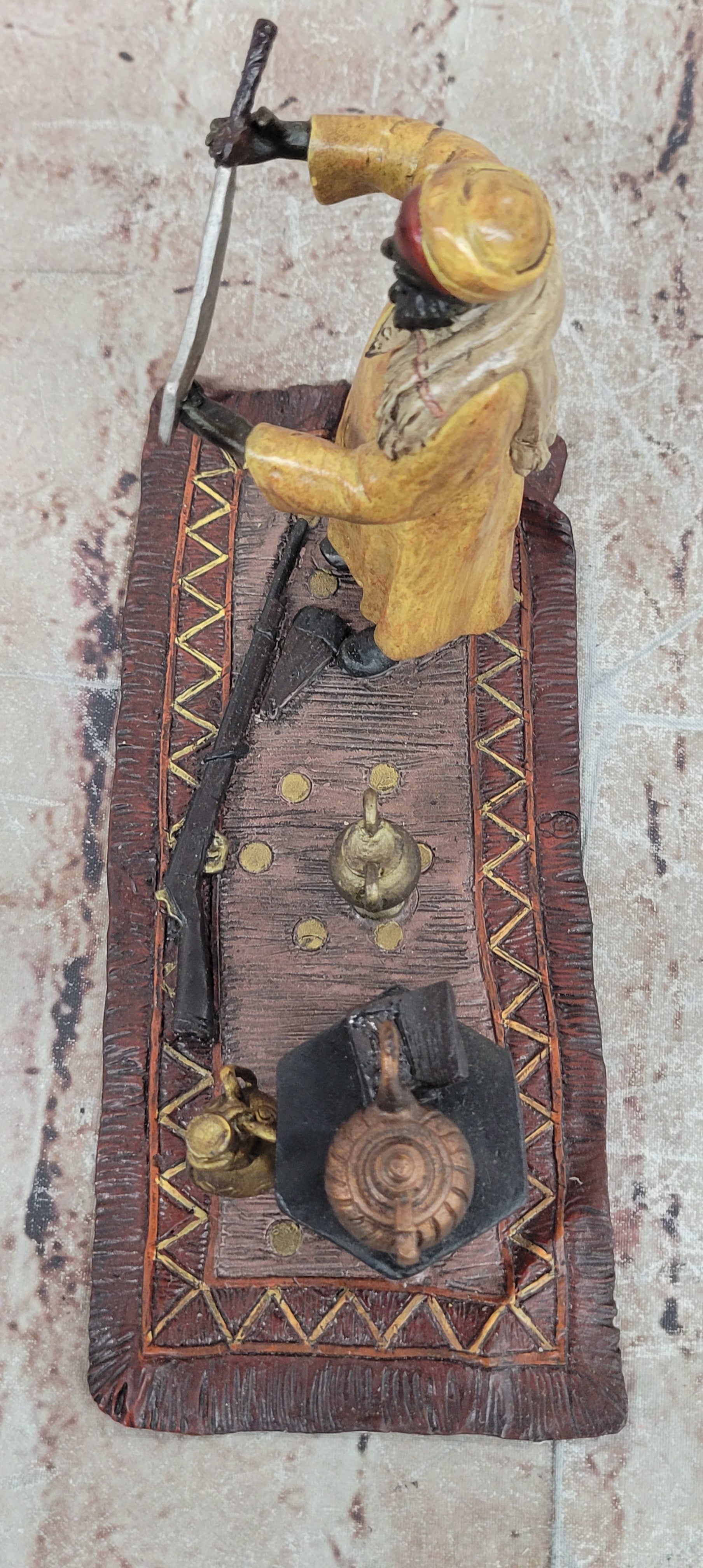 Signed Bergman Orientalist Sculpture of Rug Merchants Bronze Sculpture Statue