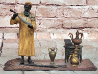Signed Bergman Orientalist Sculpture of Rug Merchants Bronze Sculpture Statue