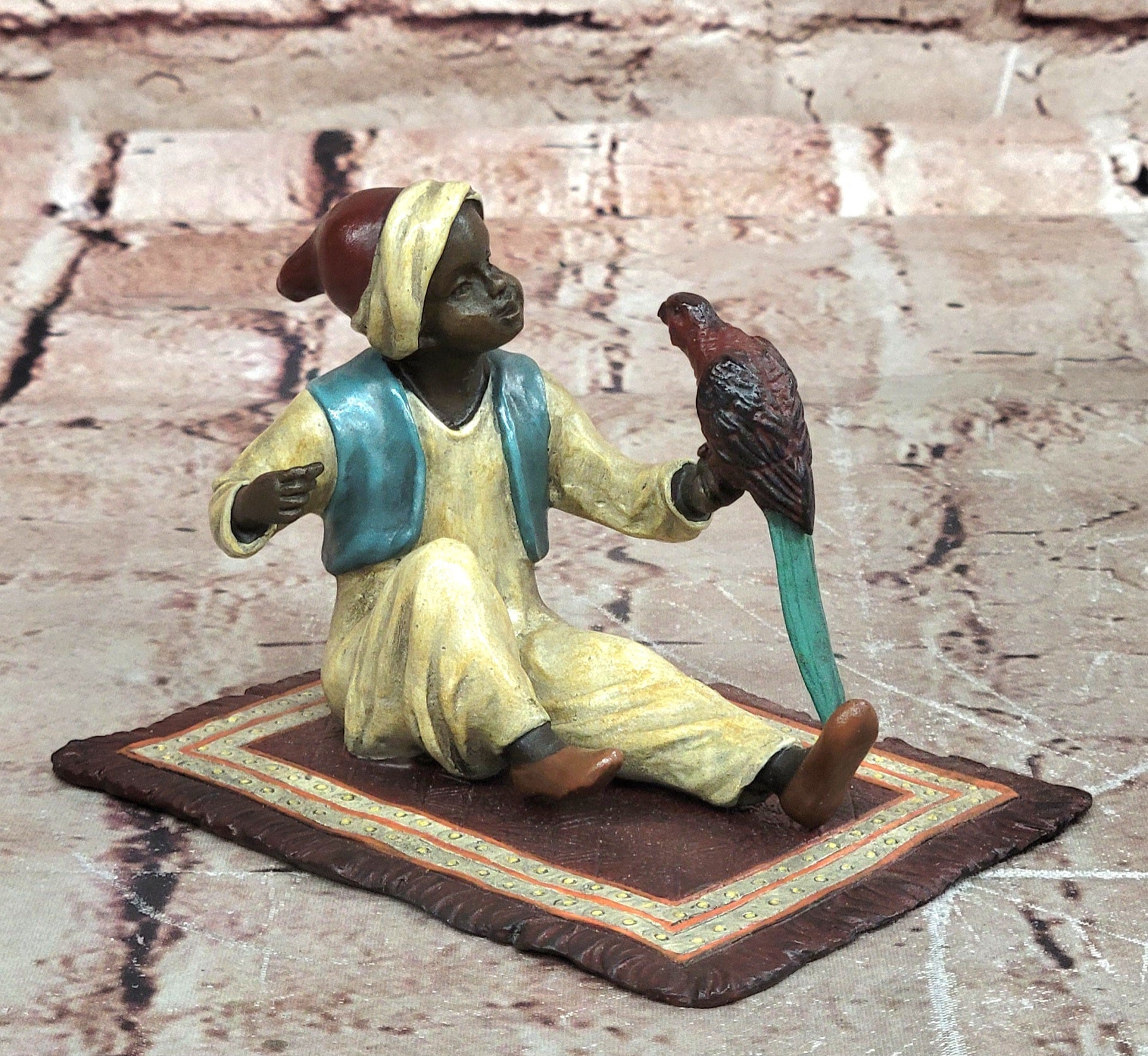 Franz Bergman Cold Painted Bronze Sculpture of an Arab Sitting on an Oriental Rug
