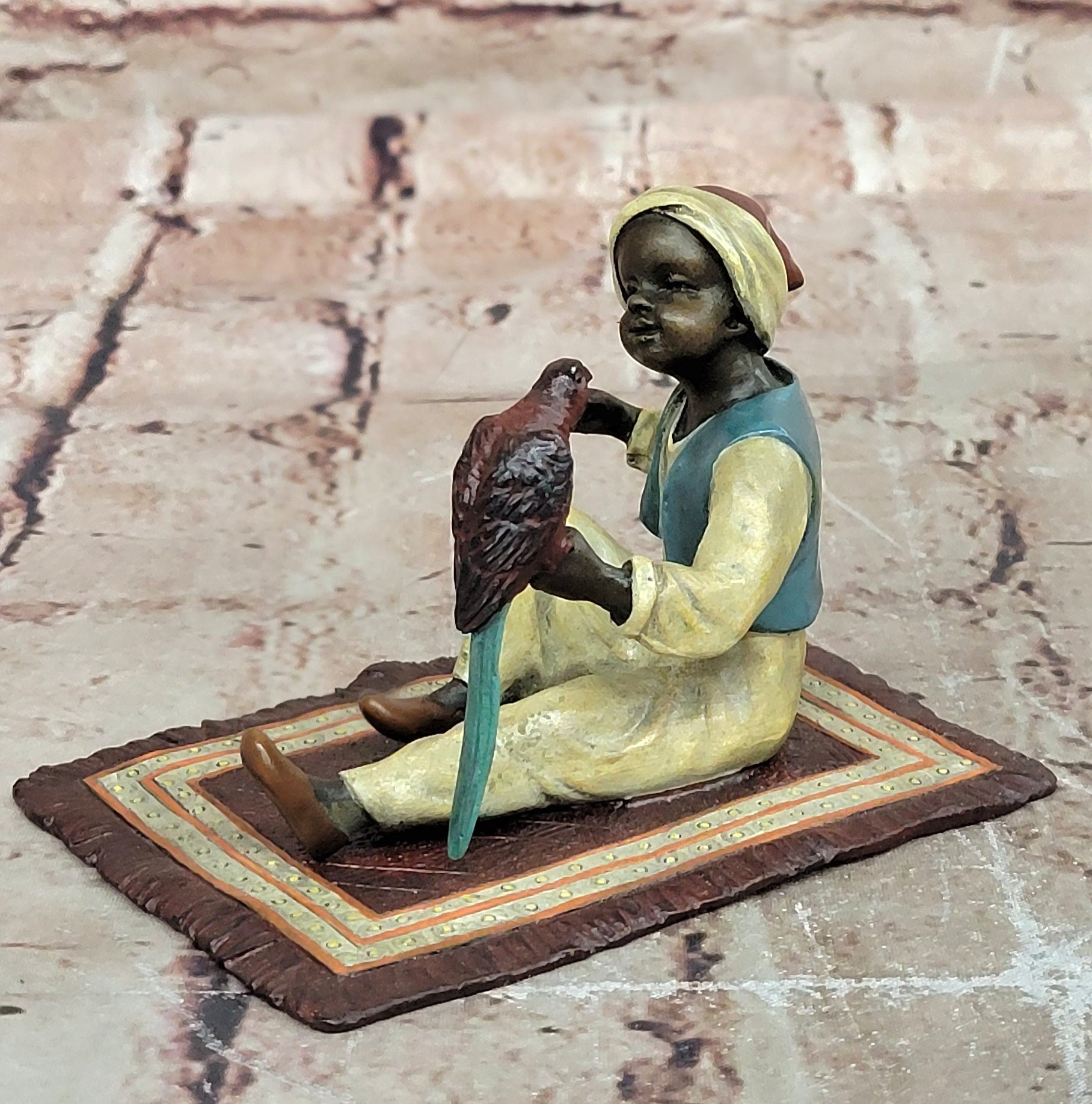 Franz Bergman Cold Painted Bronze Sculpture of an Arab Sitting on an Oriental Rug