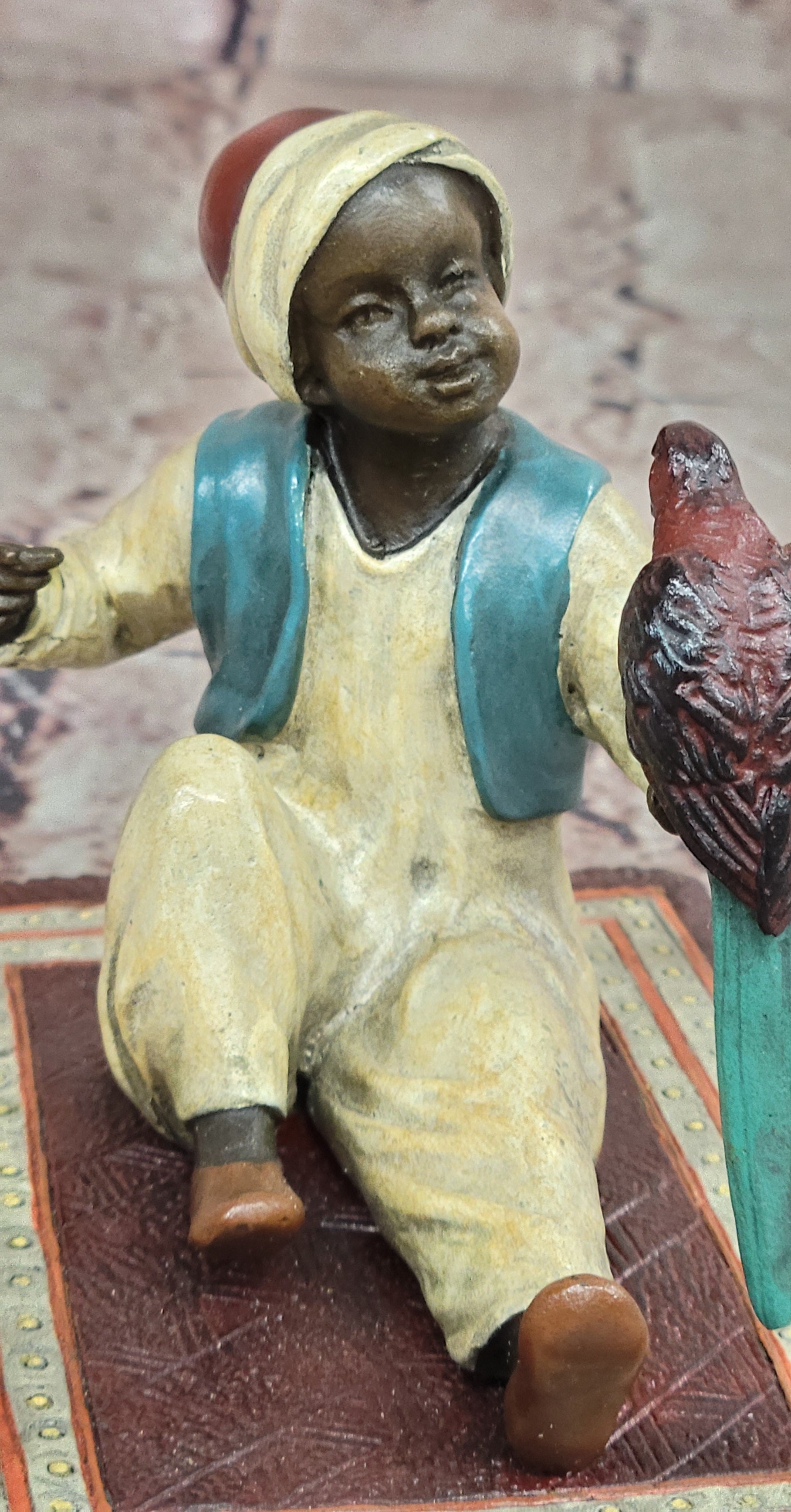 Franz Bergman Cold Painted Bronze Sculpture of an Arab Sitting on an Oriental Rug