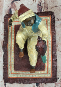 Franz Bergman Cold Painted Bronze Sculpture of an Arab Sitting on an Oriental Rug