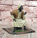 FRANZ BERGMAN GENUINE BRONZE SCULPTURE OF AN ORIENTAL MERCHANT ON CARPET COLLECTIBLE ART