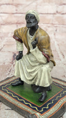 FRANZ BERGMAN GENUINE BRONZE SCULPTURE OF AN ORIENTAL MERCHANT ON CARPET COLLECTIBLE ART
