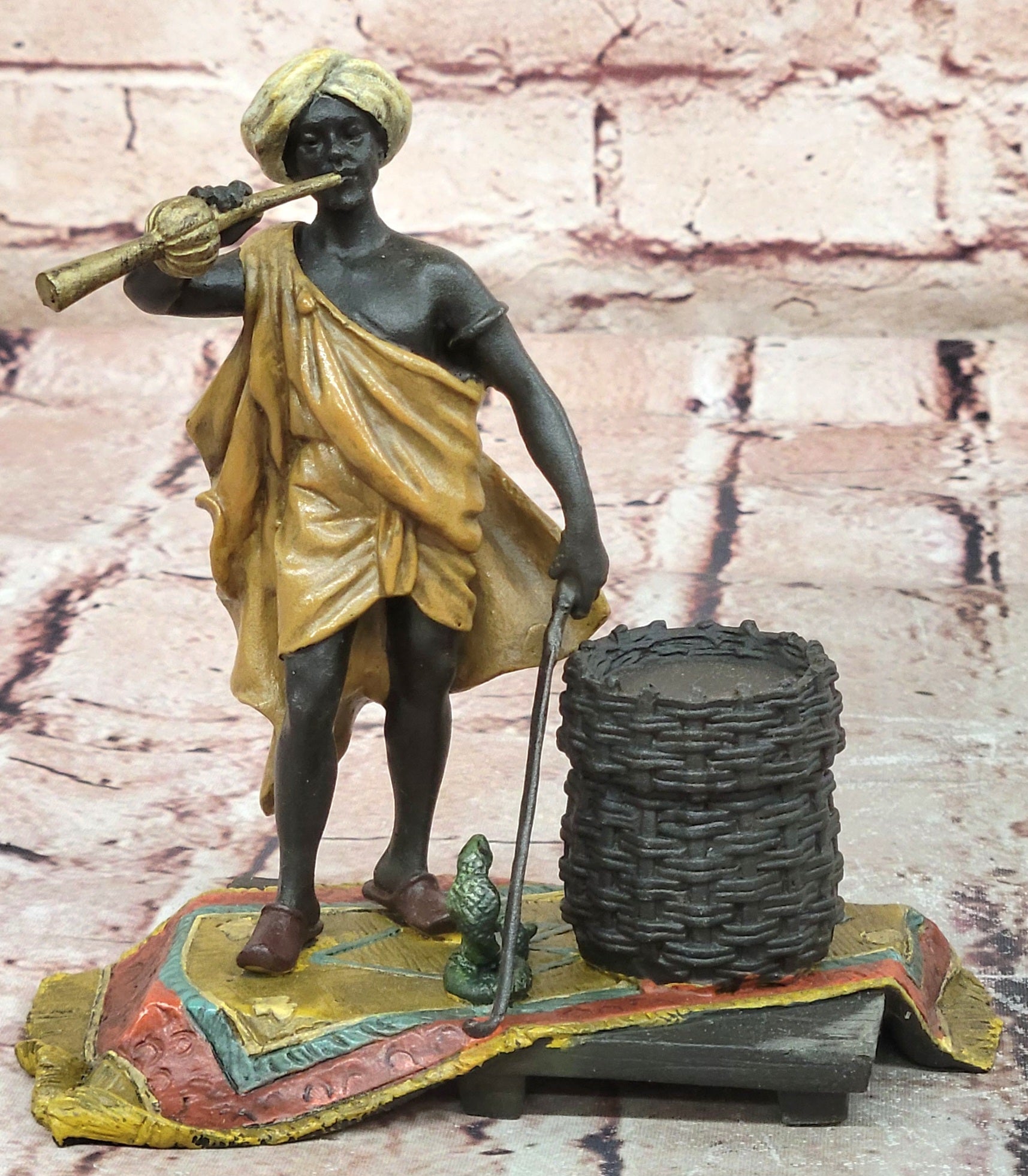 Franze Bergman Vienna Snake Charmer Genuine Bronze Sculpture Figurine