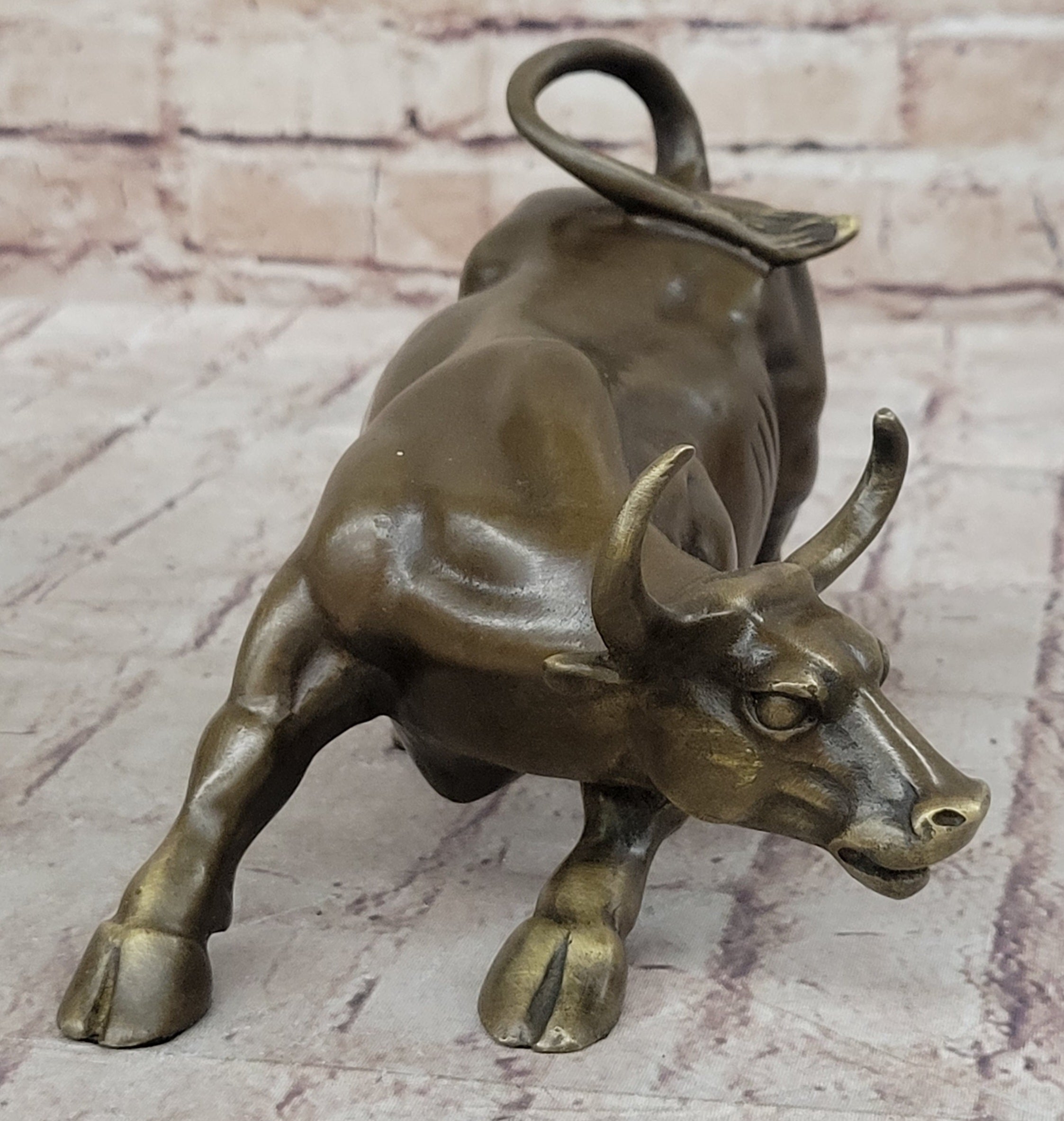 Wall Street Bull Miniature Hot Cast Bronze Sculpture Lost Wax