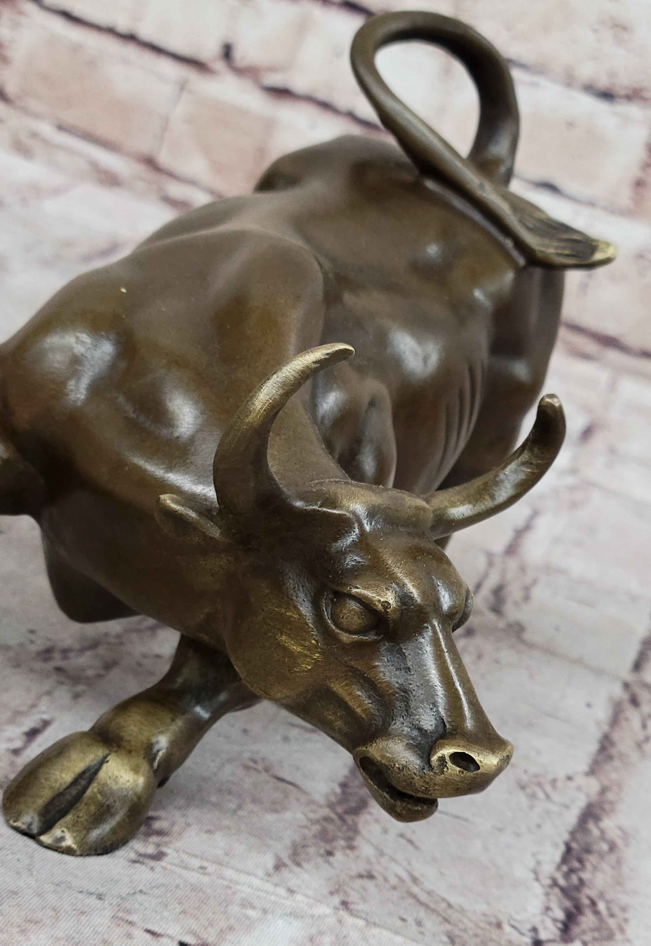 Wall Street Bull Miniature Hot Cast Bronze Sculpture Lost Wax