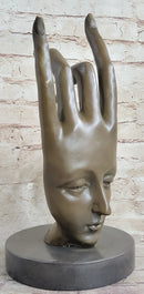Signed Salvador Dali Gesture Hand Brown Patina Bronze Sculpture