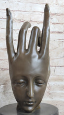 Signed Salvador Dali Gesture Hand Brown Patina Bronze Sculpture