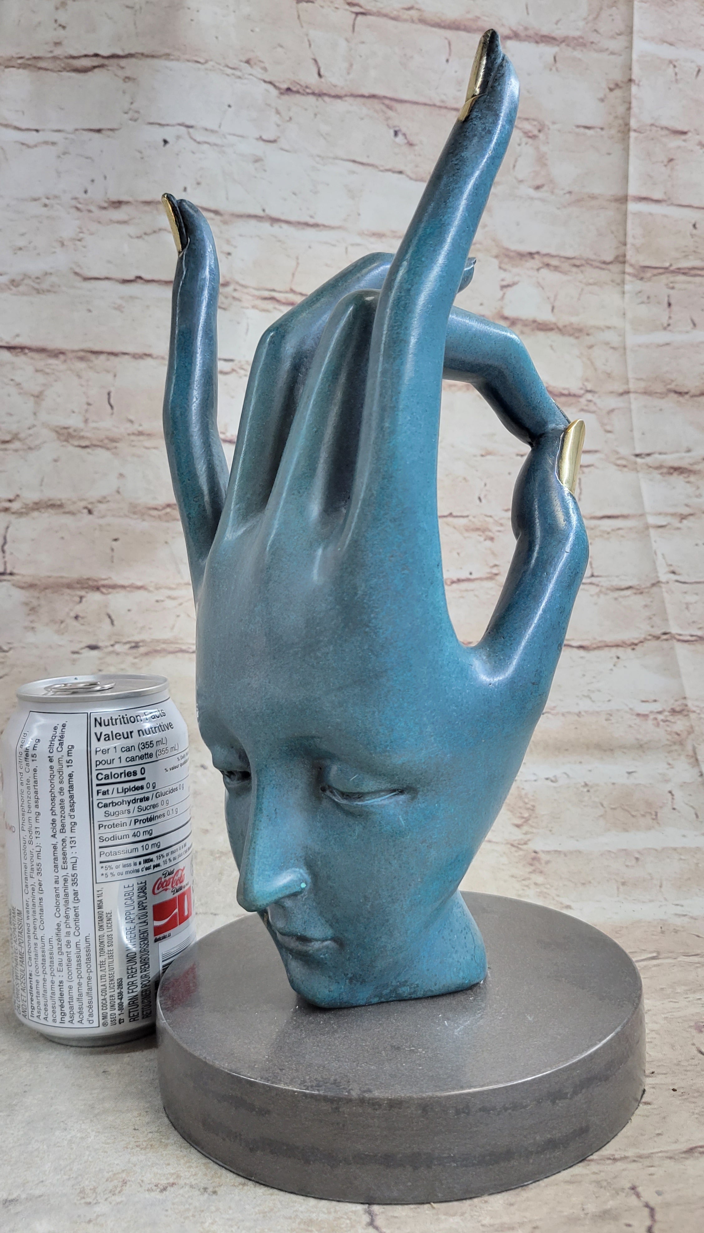 Salvador Dali Human Face Bronze Sculpture Special Patina