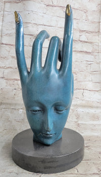 Salvador Dali Human Face Bronze Sculpture Special Patina