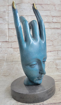 Salvador Dali Human Face Bronze Sculpture Special Patina
