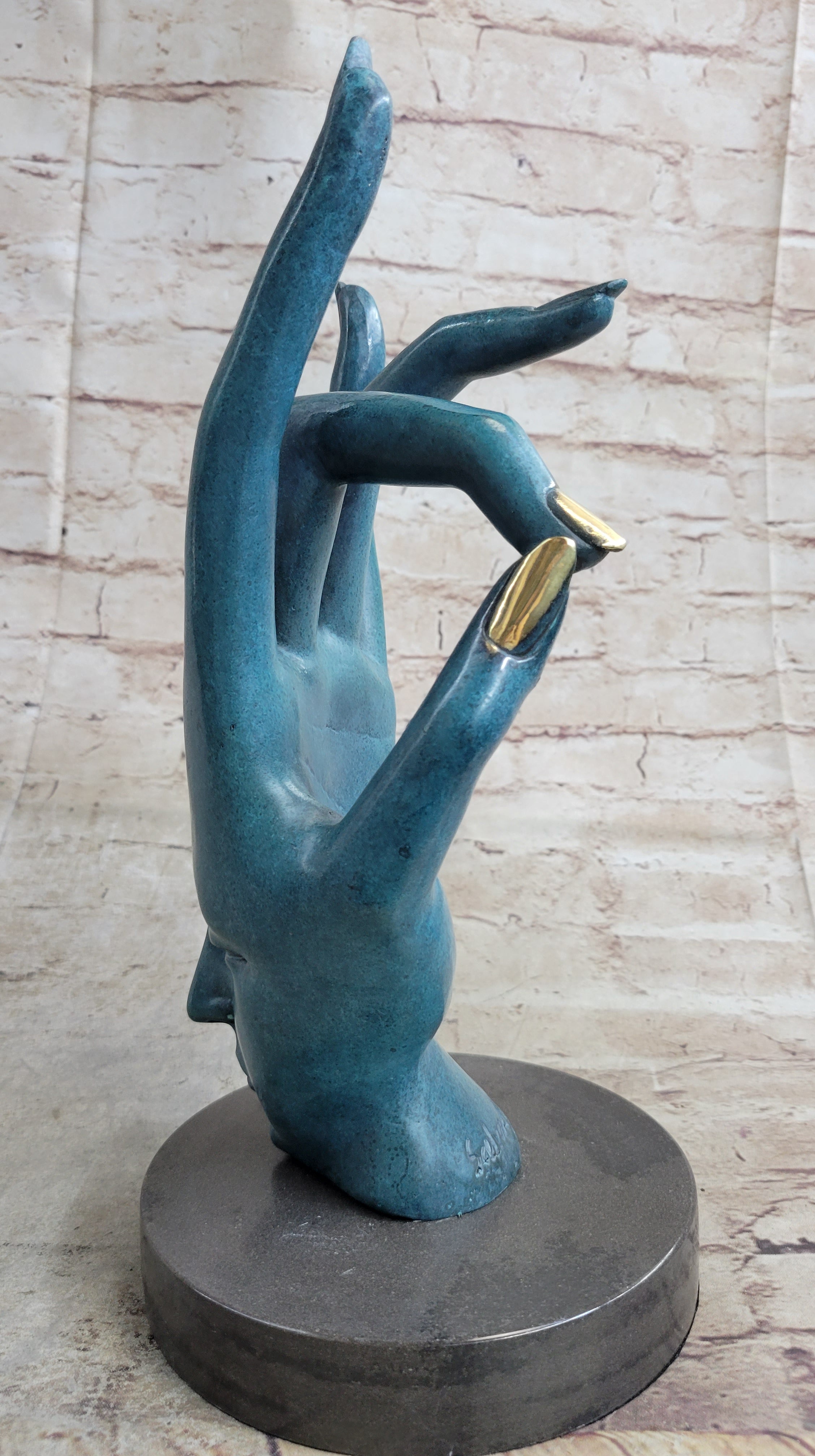 Salvador Dali Human Face Bronze Sculpture Special Patina
