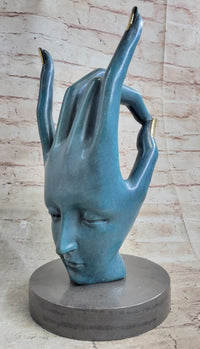 Salvador Dali Human Face Bronze Sculpture Special Patina
