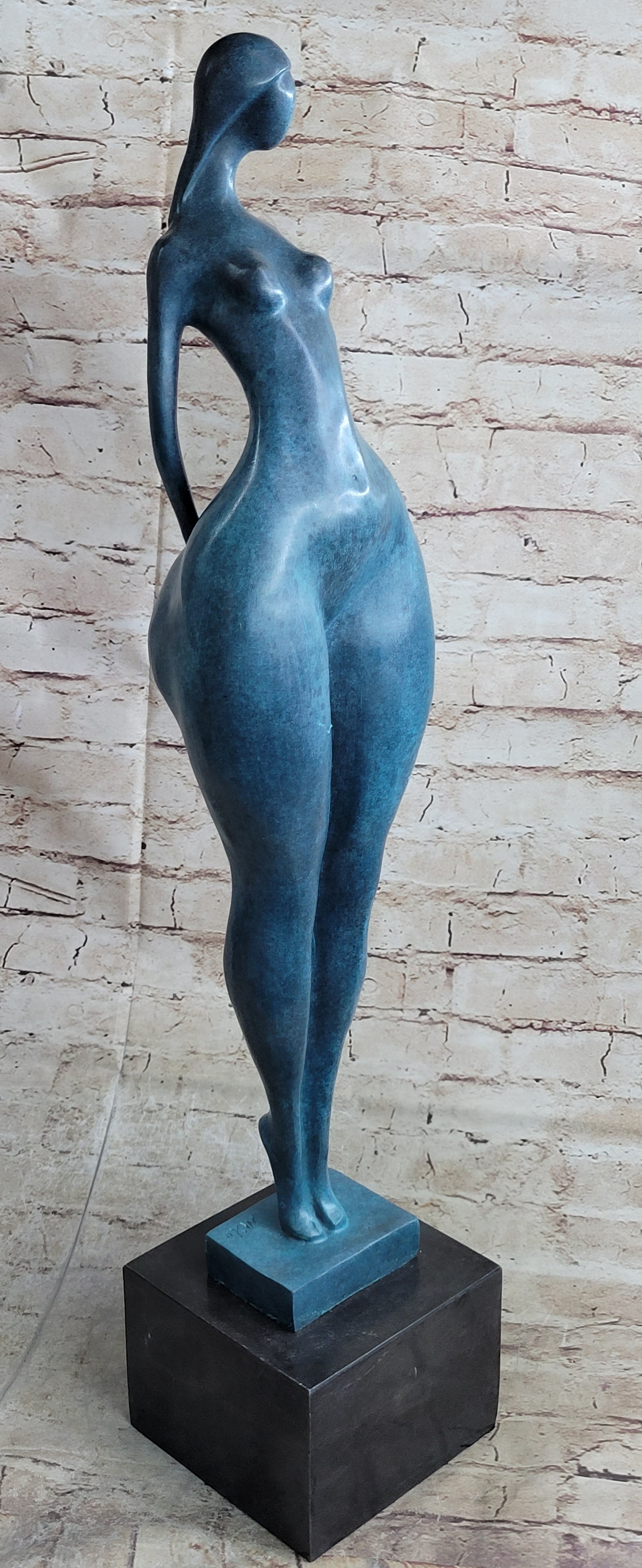 Abstract Female Bronze Sculpture with Blue Patina by Milo