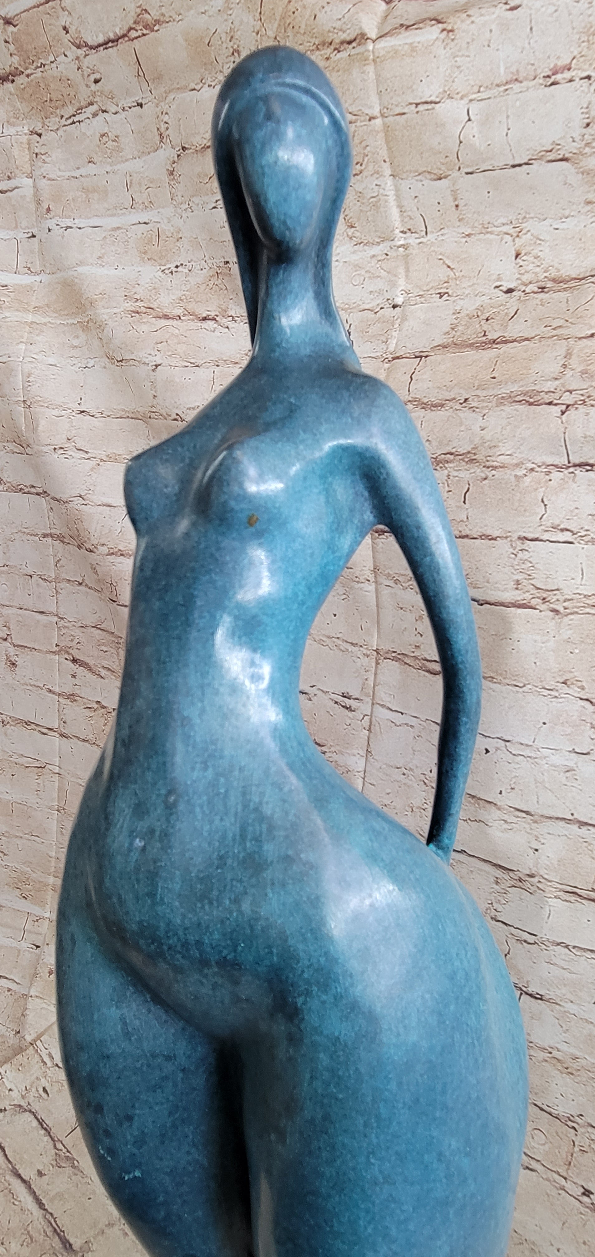 Abstract Female Bronze Sculpture with Blue Patina by Milo