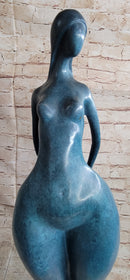 Abstract Female Bronze Sculpture with Blue Patina by Milo