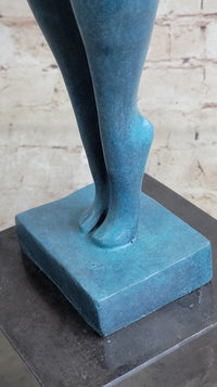Abstract Female Bronze Sculpture with Blue Patina by Milo