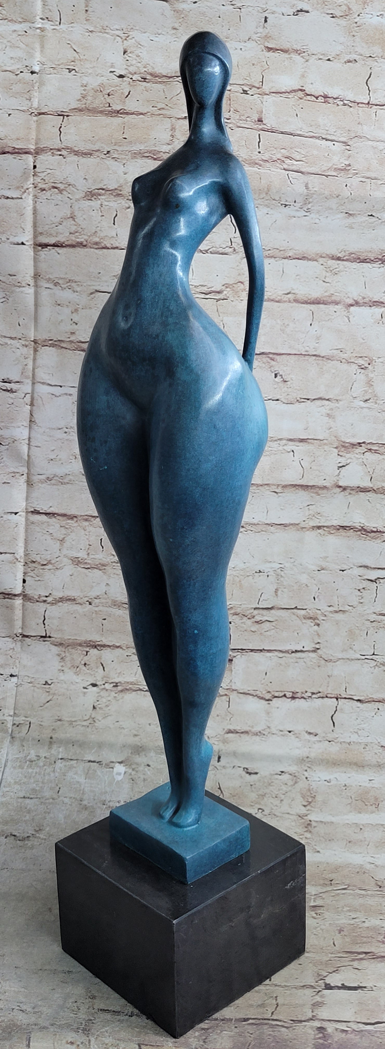 Abstract Female Bronze Sculpture with Blue Patina by Milo