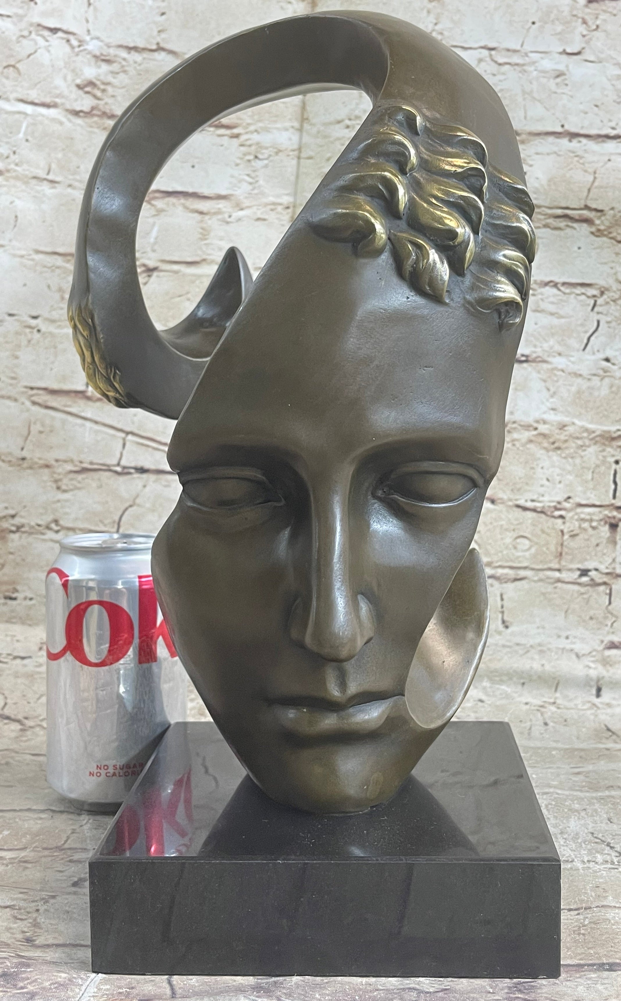 Abstract Metal Face Art Sculpture Bronze by Salvador Dali