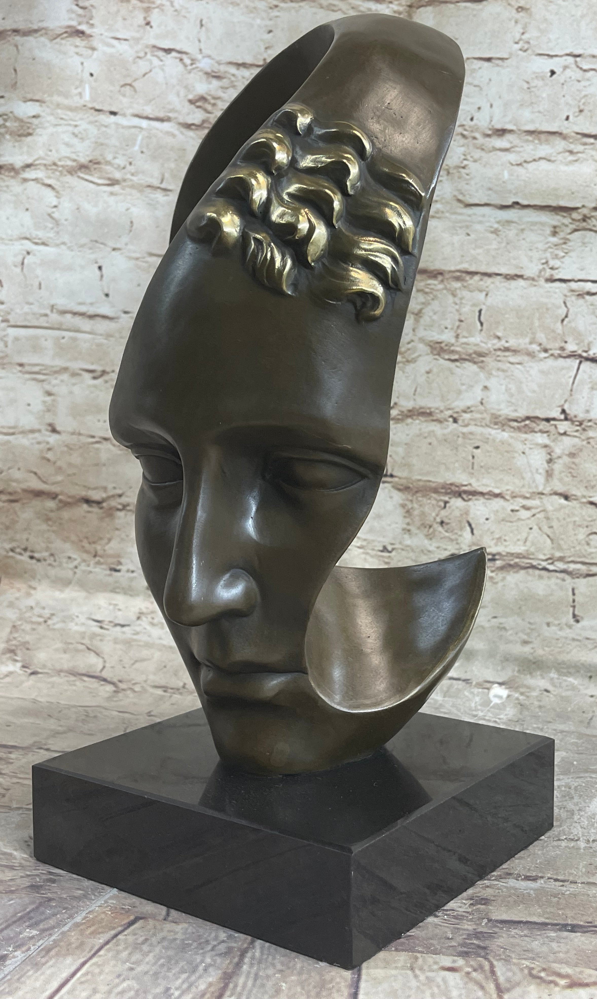 Abstract Metal Face Art Sculpture Bronze by Salvador Dali